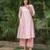 Light pink cotton kurta with checkered palazzos set-set of 2