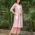 Light pink cotton kurta with checkered palazzos set-set of 2