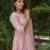 Light pink cotton kurta with checkered palazzos set-set of 2