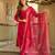 Red color viscose fabric designer embroidered readymade kurta set with dupatta