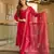 Red color viscosee fabric embroidered readymade kurta set with dupatta
