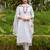 White color viscose fabric designer embroidered readymade kurta set with dupatta