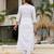 White color viscose fabric designer embroidered readymade kurta set with dupatta