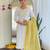 White color viscose fabric designer embroidered readymade kurta set with dupatta