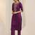 Purple color viscose chanderi fabric beautiful and ethnic readymade kurta set