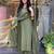 Grey color chanderi fabric designer embroidered readymade kurta set with dupatta