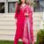 Pink color roman silk fabric designer embroidered readymade kurta set with dupatta