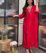 Beautiful Embroidery Rayon Straight Kurta Pant with Dupatta Set