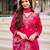 Pink color roman silk fabric designer embroidered readymade kurta set with dupatta