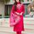 Pink color roman silk fabric designer embroidered readymade kurta set with dupatta