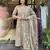 Cream color cotton fabric embroidered readymade kurta set with dupatta