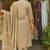 Cream color cotton fabric designer embroidered readymade kurta set with dupatta