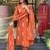 Orange color cotton fabric designer embroidered readymade kurta set with dupatta