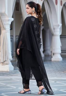 Black color faux georgette beautiful and readymade kurta set 2