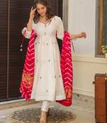 Off white color chanderi fabric beautiful and ethnic readymade kurta set