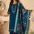 Teal blue color viscose silk fabric designer embroidered ceremonial salwar kameez