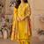 Yellow color viscose silk fabric designer embroidered ceremonial salwar kameez