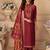 Maroon color viscose silk fabric designer embroidered ceremonial salwar kameez