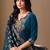 Teal blue color roman silk fabric bollywood style ceremonial wear salwar kameez