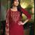 Maroon color viscose fabric woven designer readymade suit with hand work