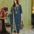 Teal blue color viscose fabric woven designer readymade suit with hand work