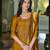 Mustard color viscose fabric woven designer readymade suit with hand work