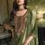 Green color viscose fabric woven designer readymade suit with hand work
