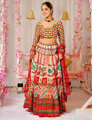 Multicolor Ethnic And Graceful Ceremonial Wear Printed Lehenga 1
