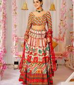 Multicolor Ethnic And Graceful Ceremonial Wear Designer Printed Lehenga