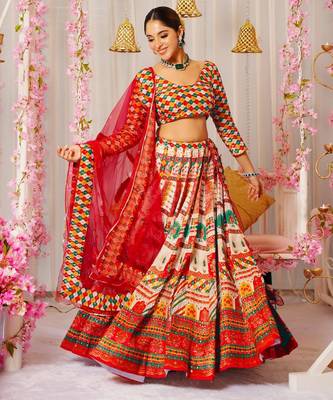 Multicolor Ethnic And Graceful Ceremonial Wear Printed Lehenga 2