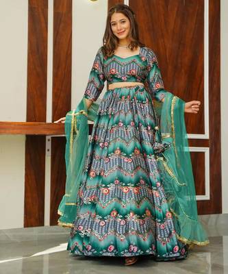 Multicolor And Graceful Ceremonial Wear Printed Lehenga 1