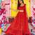 Red Color Air Tex Chinon Fabric Glamorous Ethnic Crop Top Lehenga For Trendy Looks