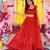 Red Color Air Tex Chinon Fabric Glamorous Ethnic Crop Top Lehenga For Trendy Looks