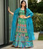 Sea Green Color Ethnic And Graceful Ceremonial Wear Designer Printed Lehenga