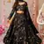 Black Color Air Tex Chinon Fabric Glamorous Ethnic Crop Top Lehenga For Trendy Looks