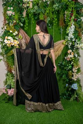 Black Color Georgette Fabric Heavy Wedding Wear Bridesmaid Style Lehenga Choli 2