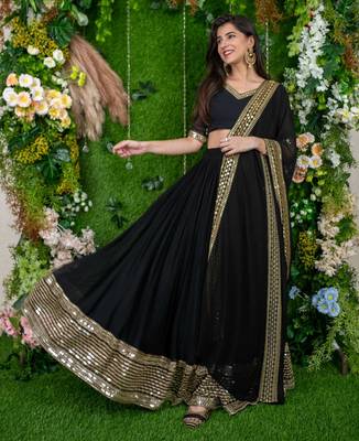 Black Color Georgette Fabric Heavy Wedding Wear Bridesmaid Style Lehenga Choli 3