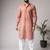 Rust color blended linen fabric designer printed festive wear men's kurta payjama