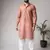 Rust color blended linen fabric printed festive wear men's kurta payjama