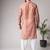 Rust color blended linen fabric designer printed festive wear men's kurta payjama
