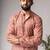 Rust color blended linen fabric designer printed festive wear men's kurta payjama