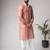 Rust color blended linen fabric designer printed festive wear men's kurta payjama