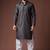 Black color blended linen fabric designer printed festive wear men's kurta payjama