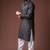 Black color blended linen fabric designer printed festive wear men's kurta payjama