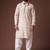 White color blended linen fabric designer printed festive wear men's kurta payjama
