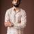 White color blended linen fabric designer printed festive wear men's kurta payjama