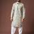 Greenish blue color blended linen fabric designer printed festive wear men's kurta payjama