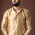 Golden color jacquard designer ethnic men's kurta payjama for festive looks