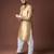 Golden color jacquard designer ethnic men's kurta payjama for festive looks