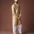 Golden color jacquard designer ethnic men's kurta payjama for festive looks